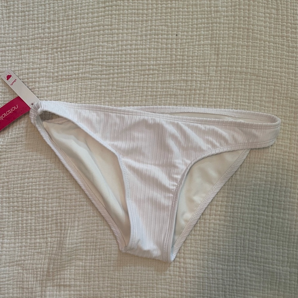 White target bathing suit bottoms.